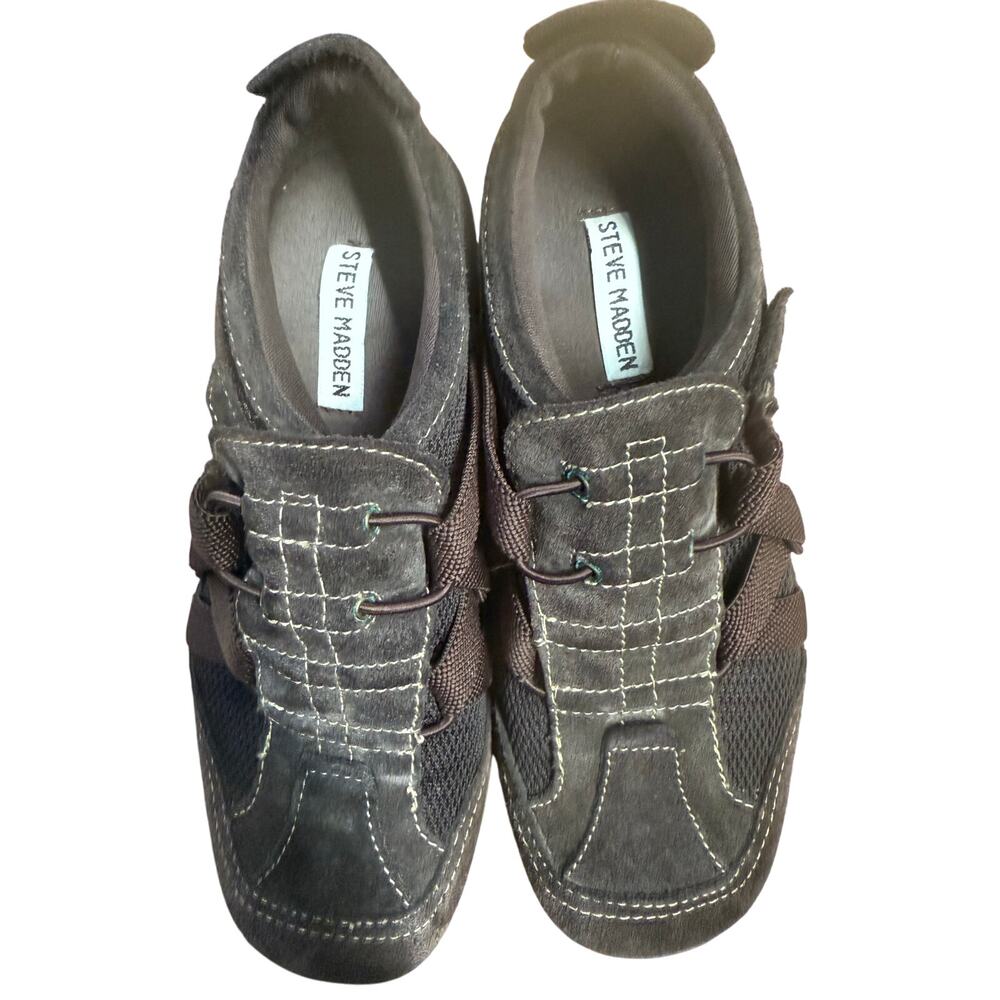 Steve Madden Brown Shoes Sneakers Size 7Hook & Loop Strap Slip On Athletic